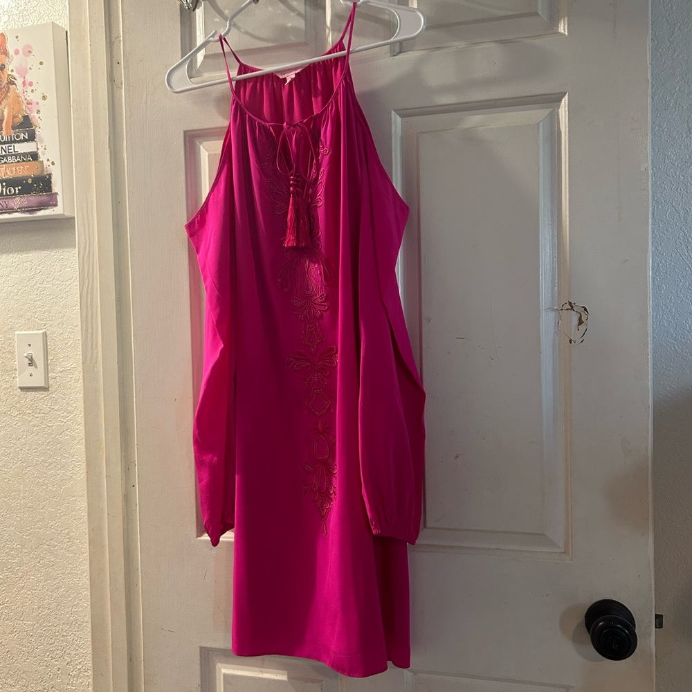 Lilly Pulitzer Hot Pink Cold-Shoulder Dress